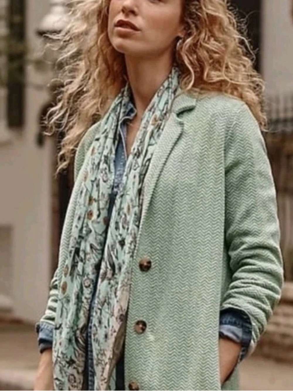 J. Jill Herringbone Knit Button Jacket